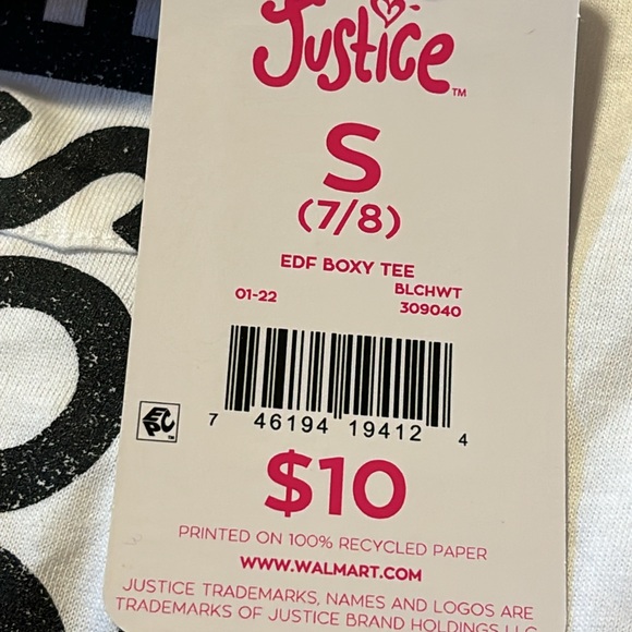 New Justice size Small (7/8) crop short sleeve glitter shirt - Picture 9 of 13